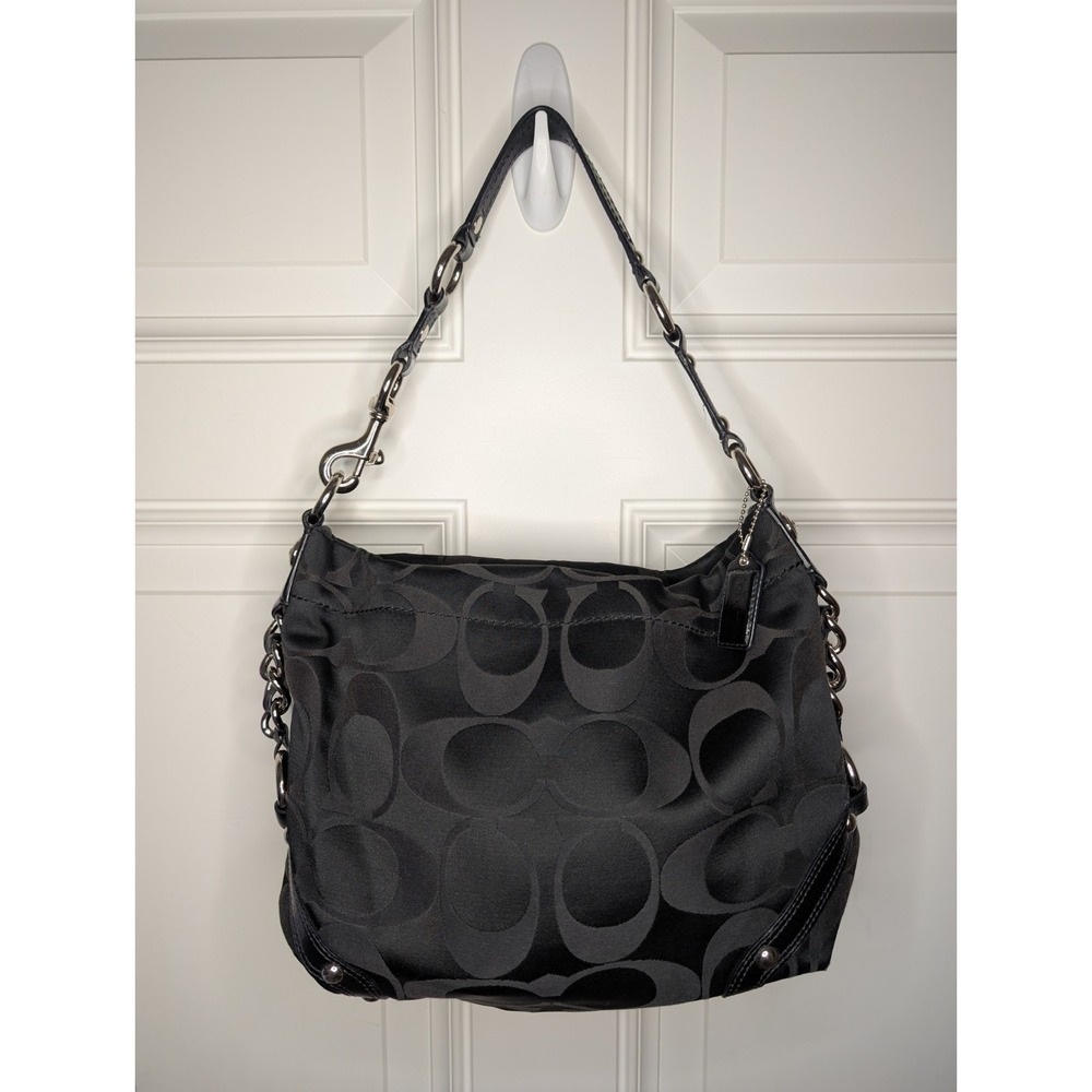 Coach Vintage Y2K Carly Women's Signature Black Jacquard Shoulder Bag Purple